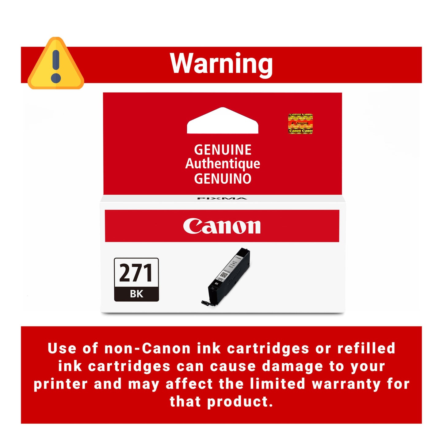 Canon CLI-271 Genuine Black Ink Tank, Compatible with MG6820, MG6821, MG6822, MG5720, MG5721, MG5722, MG7720, TS5020, TS6020, TS8020, and TS9020