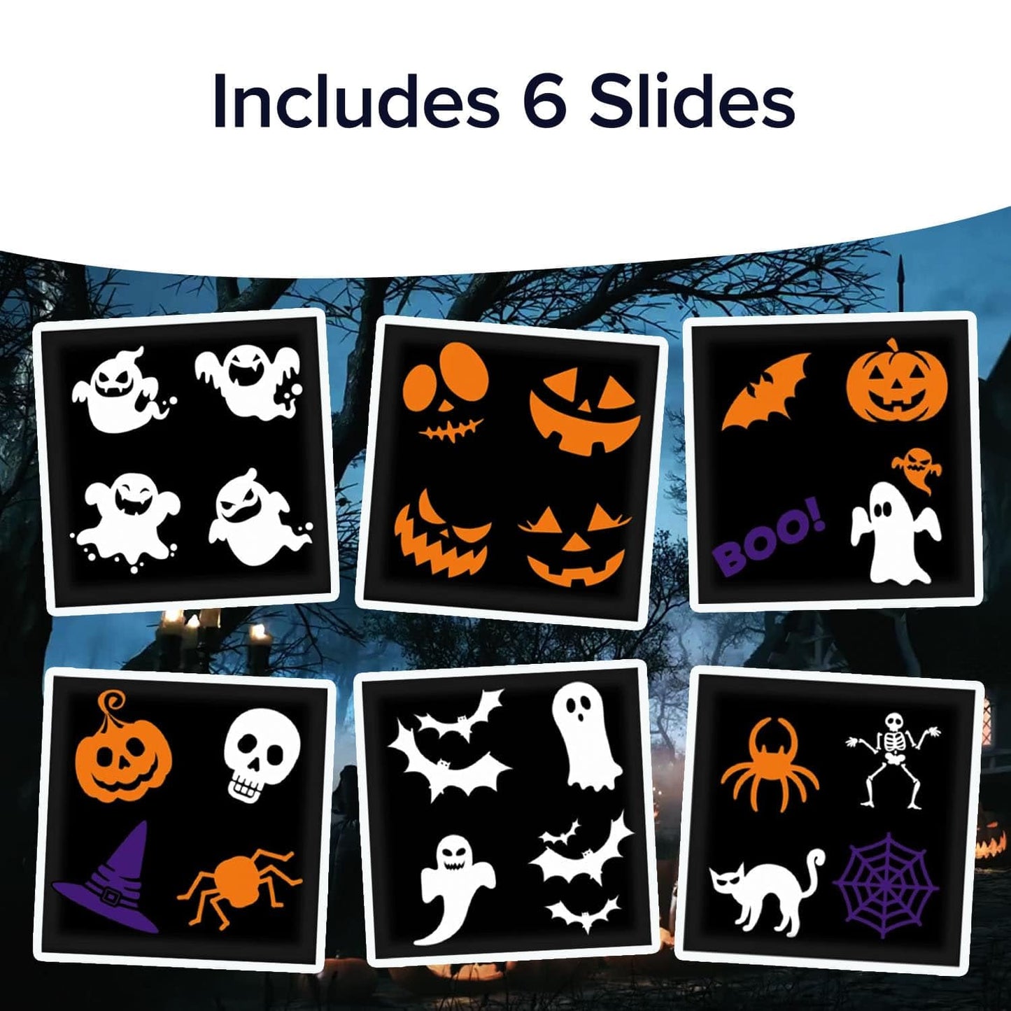 Star Shower Slide Show Halloween Holiday LED Projector, AS SEEN ON TV, Showcase Your Home With Full-Color Holiday Slides, Use 2 or More