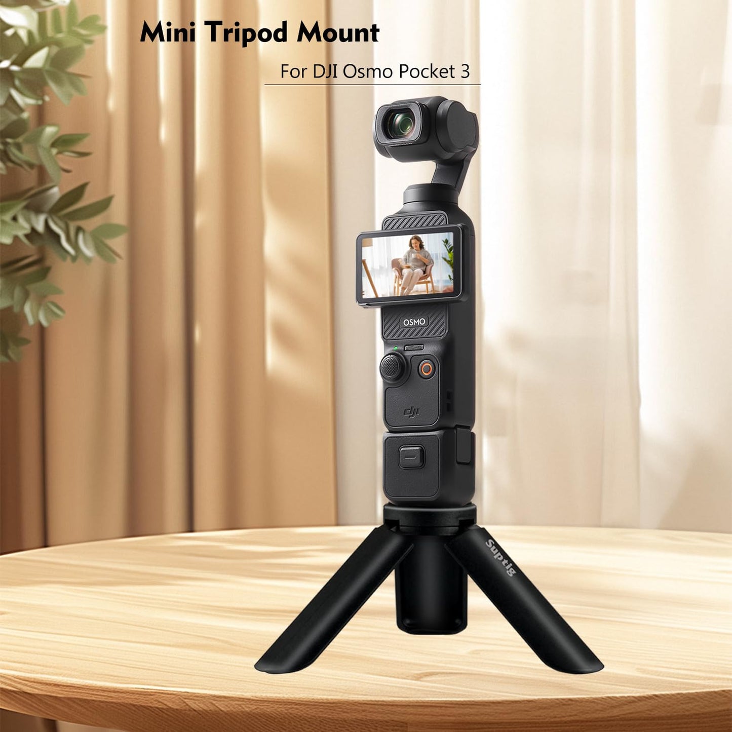 Suptig Tripod Mount, Silicone Non-Slip Desktop Mount for DJI Osmo Pocket 3, Osmo Pocket 3 Accessories(Black)