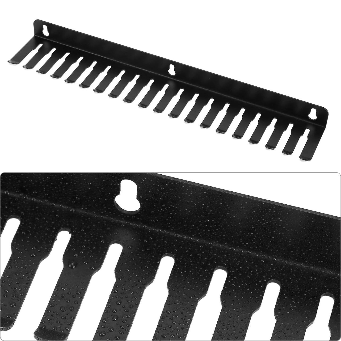 QWORK Cable Hanger Organizer for Efficient Cable Management - 19 Slots Each, 2-Pack, Wall Shelf Mount, Black - Ideal for Home and Office, Supports