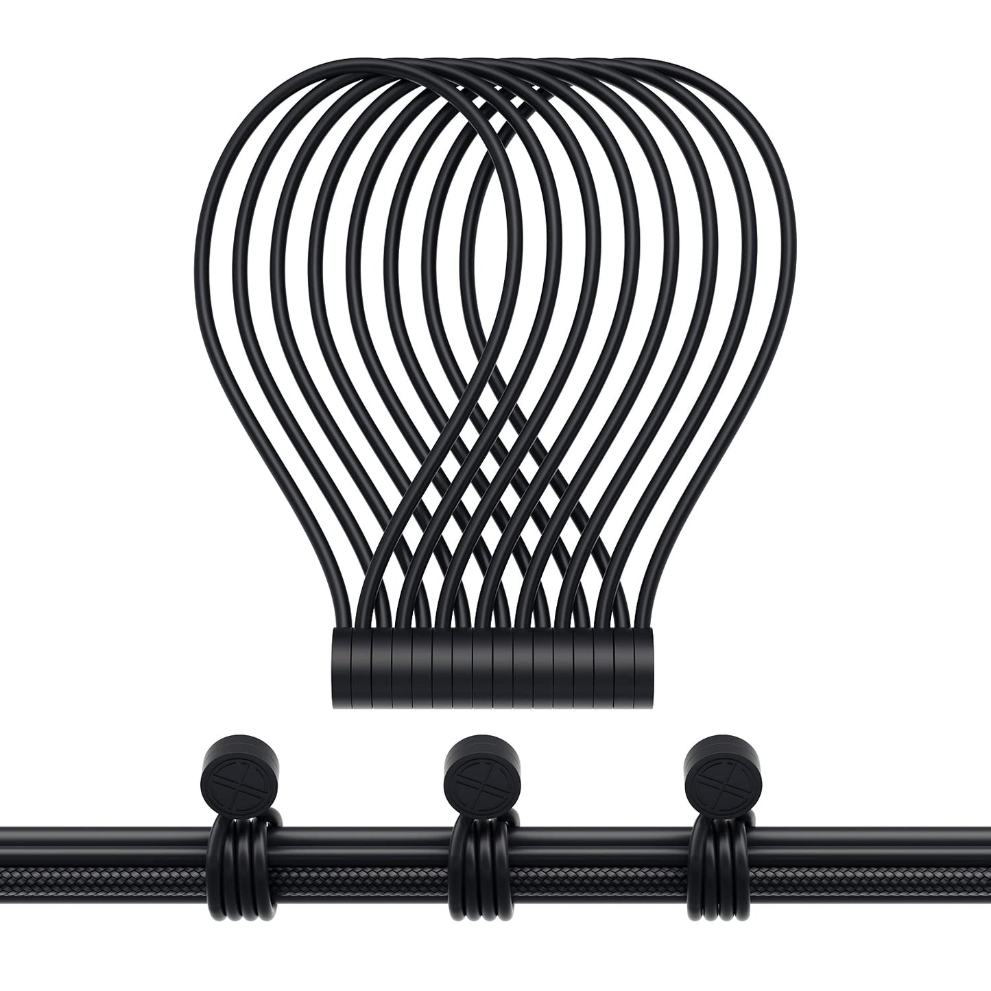 Magnetic Twist Ties, Reusable Silicone Cable Ties with Strong Magnet for Bundling and Organizing,Cord Wrap Clip Straps for Home or Office (Black-8