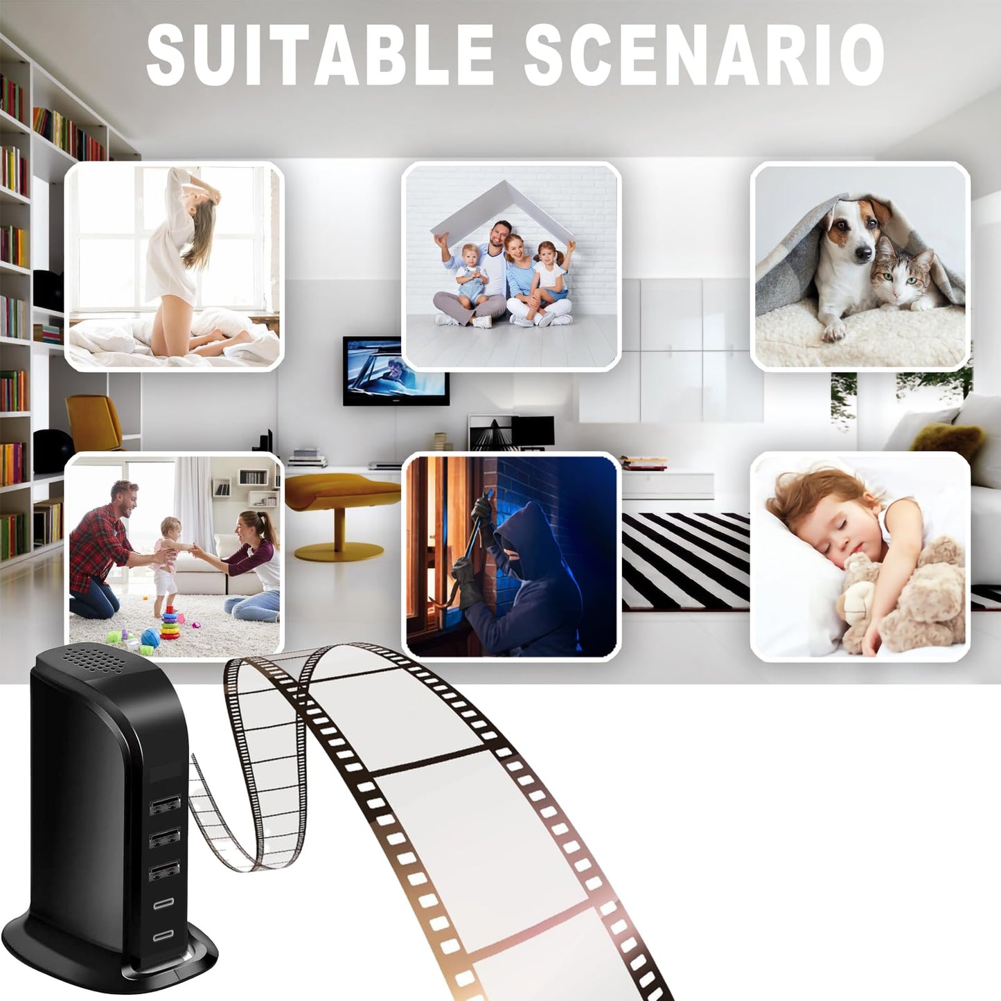 YZYDWYU Security Camera ? 1080P USB Charger Camera,Motion Detection Office and Pets Nanny with Motion Detection-Remote View-Wide-Angle