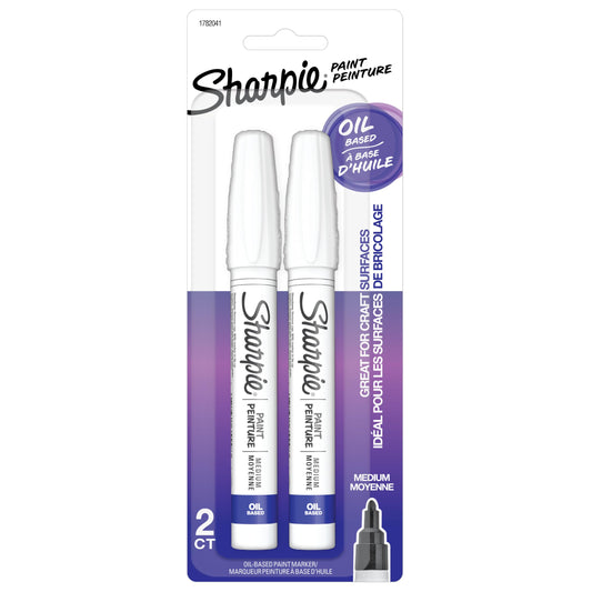 Sharpie Oil-Based Paint Markers, Medium Point, Assorted Colors, 3 Count - Great for Rock Painting