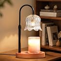 Candle Warmer Lamp with Timer: Adjustable Dimmable Height Adjustable - Flower Shape Wax Lamp Jar Candles Modern Home Decor Table Lights Glass