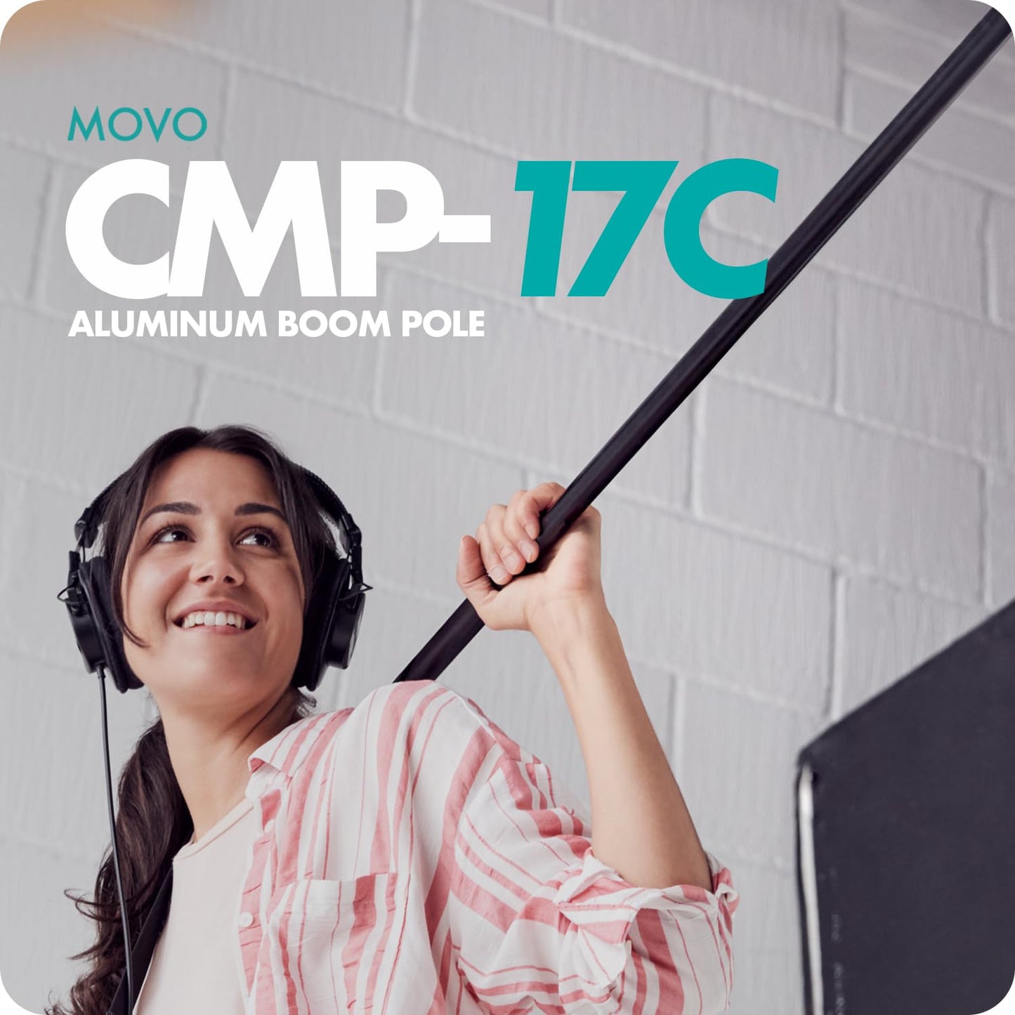 Movo CMP-17C Professional 9.8' Aluminum Boom Pole for Shotgun Microphones with Internal XLR Cable - Compatible with Rode NTG Series, Sennheiser