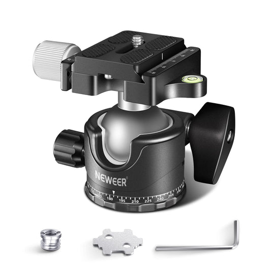NEEWER Low Profile Camera Tripod Ball Head, 36mm Metal Panorama Ball Head Compatible with Arca 1/4” Quick Release Plate for Tripod Monopod Slider DSLR
