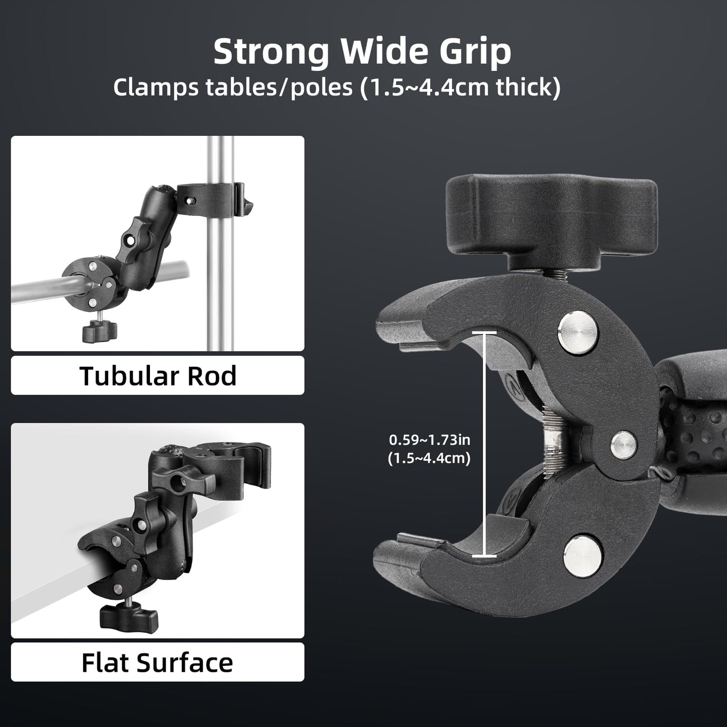 BRDRC Double Clamp Mount Umbrella Holder Camera Pole Bracket for Stroller Wheelchair Monitor Magic Socket Arm Desk Photo Studio Light Stand