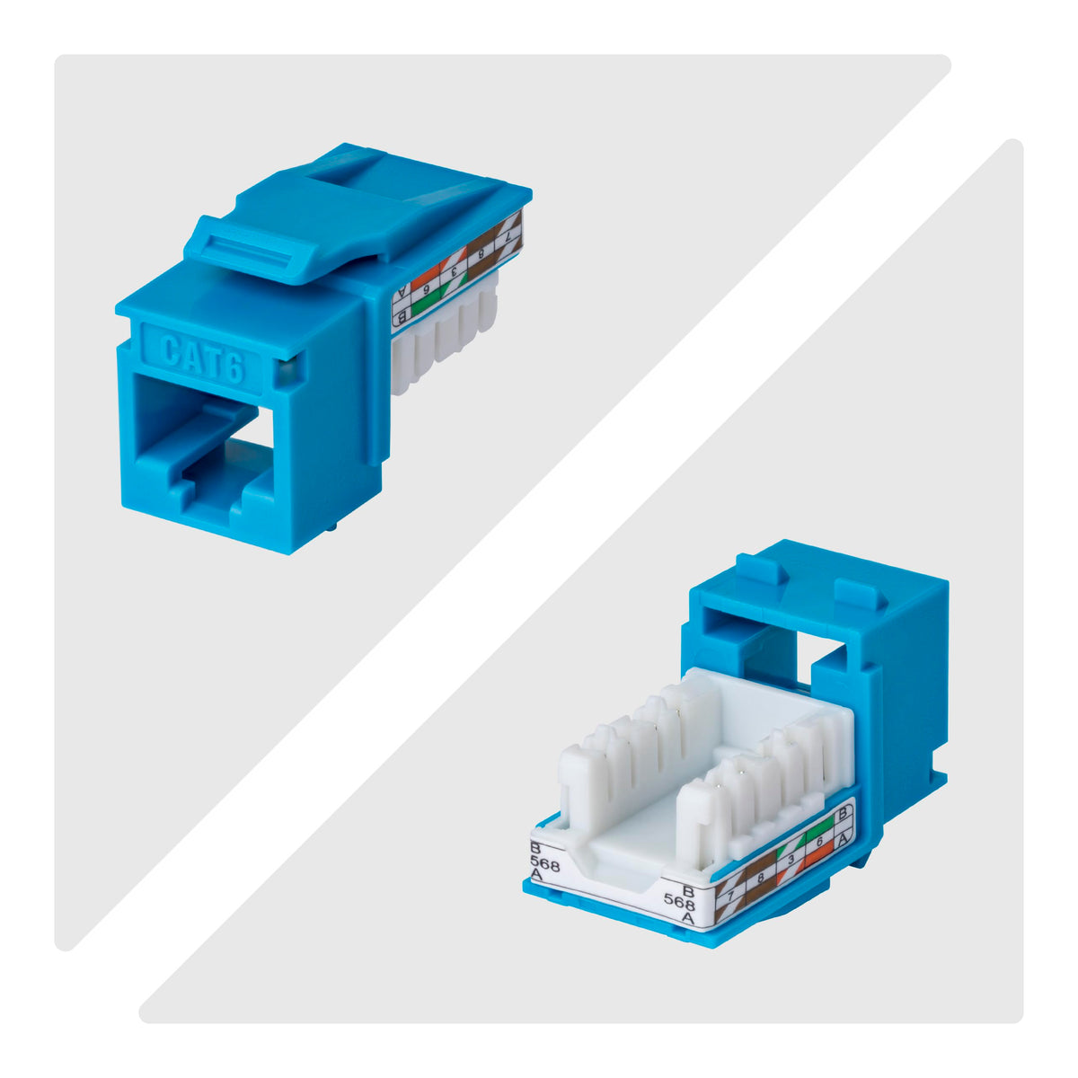 StarTech Cat6 Keystone Jack 24-Pack, UTP, 90 110 Punch Down, Blue