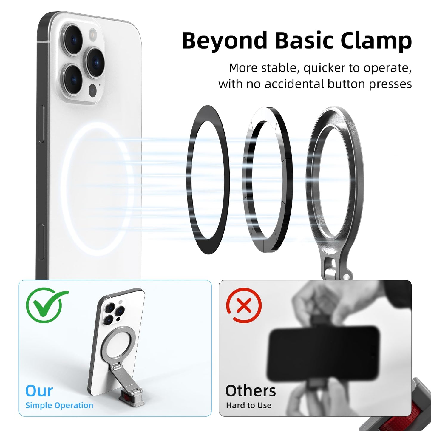 BRDRC Cold Shoe Phone Mount with Arca Port, Tripod Mount for MagSafe Magnetic Hot Shoe Adapter with 1/4" Screw Hole for DJI Ronin Samsung Canon Nikon