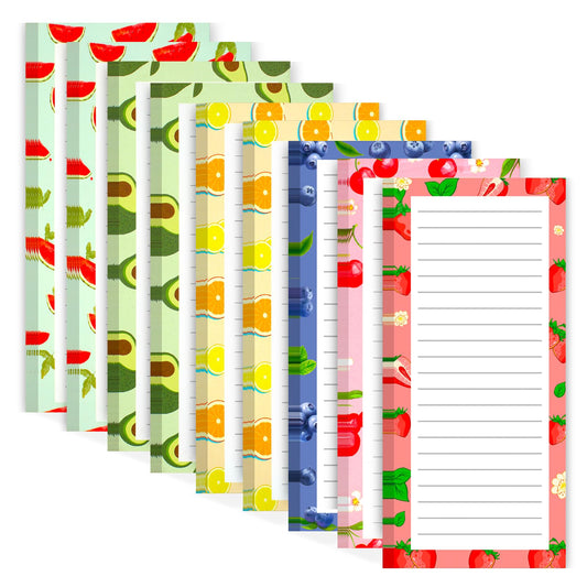 Joyberg 9 Pack Magnetic Notepads for Refrigerator, Magnetic Notepads for Refrigerator, Fruit Design Grocery List Pad for Fridge, Full Magnet Back