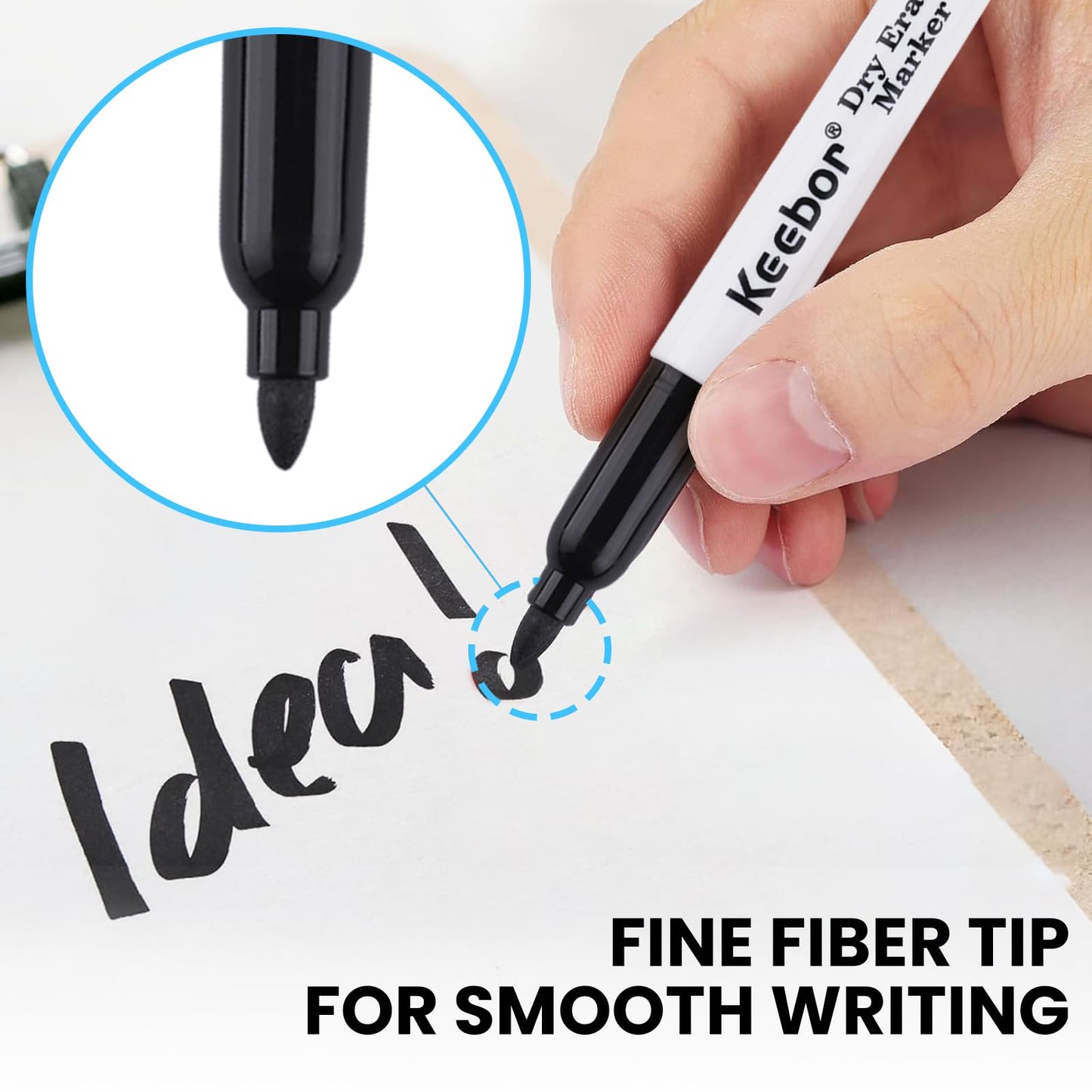 Keebor Fine Tip Dry Erase Markers - Bold Black, Long-Lasting ink, Low-Odor - 72 Pack Whiteboard Markers Bulk for Home, Office, Back to School Supplies