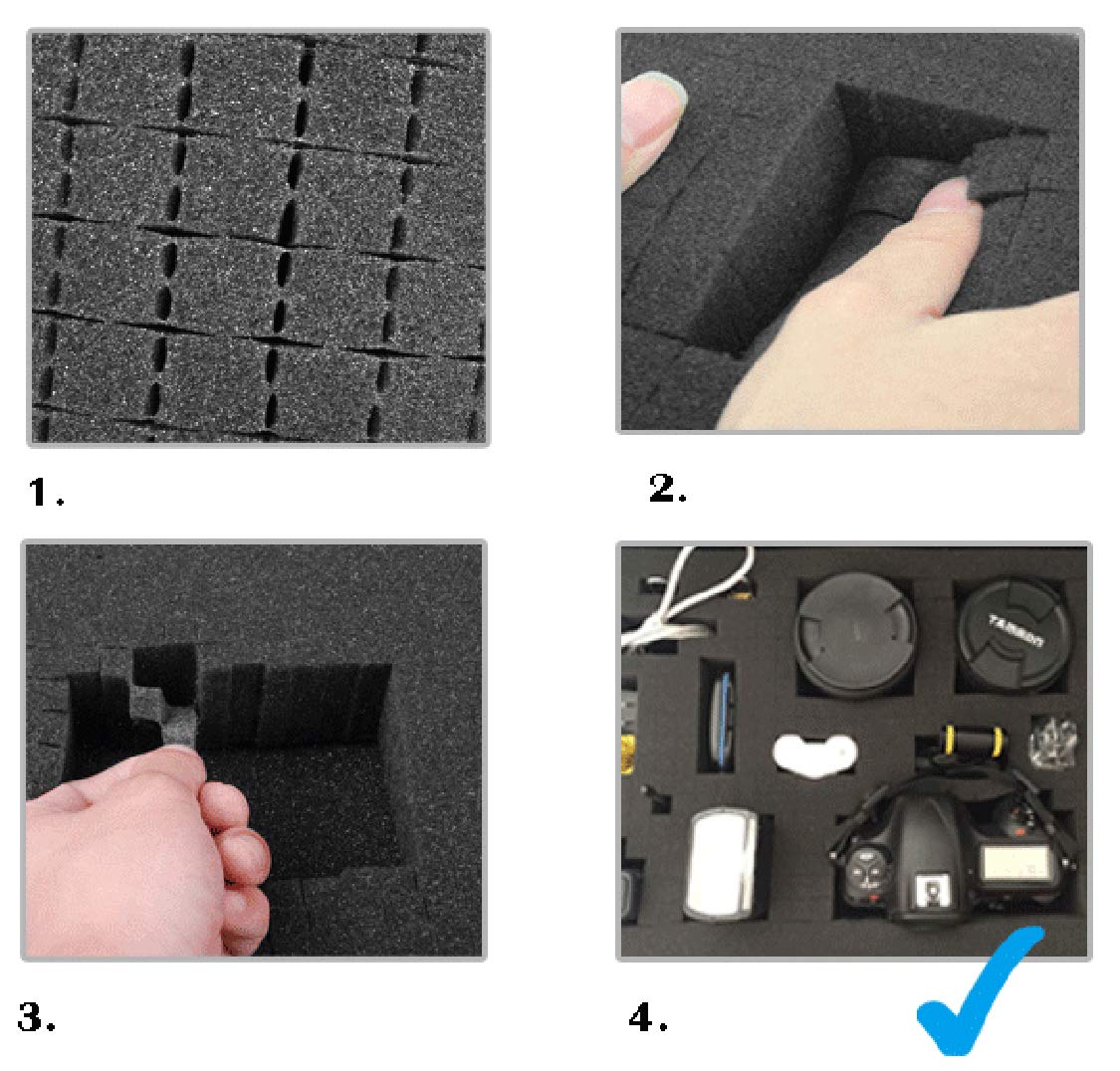 AOOCY Small Hard Carrying Case with Pluck Foam Interior for iPhone, GoPro, Camera, and More- Outer Size 9.3 x 7.5 x 2 Inches, Black
