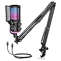 FIFINE USB Streaming Microphone Kit for Gaming, Condenser Mic with RGB, Noise Cancellation, Game/Chat Dial-Plug & Play for PC Twitch/YouTube/Podcast