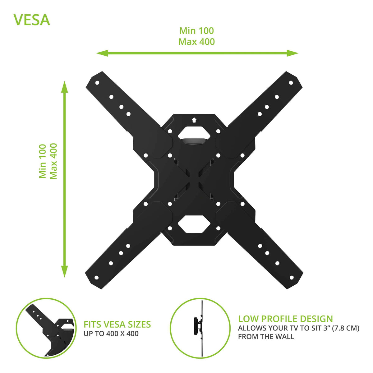 Kanto PS100 Tilting Mount for 26-inch to 60-inch TVs