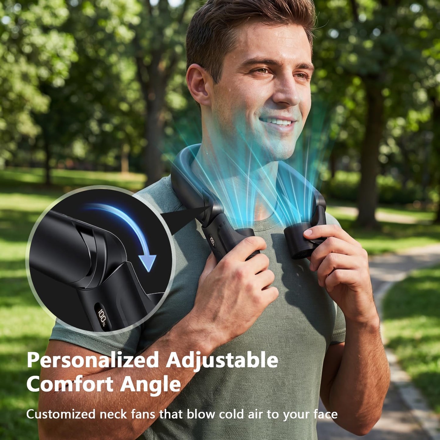 Mavax ChillGo Portable Neck Fan - 8000mAh Personal Wearable Fan, 9000 RPM Direct-flow 4X Powerful 360° Airflow Cooling Fan, Max 16H, 4 Speeds, LED