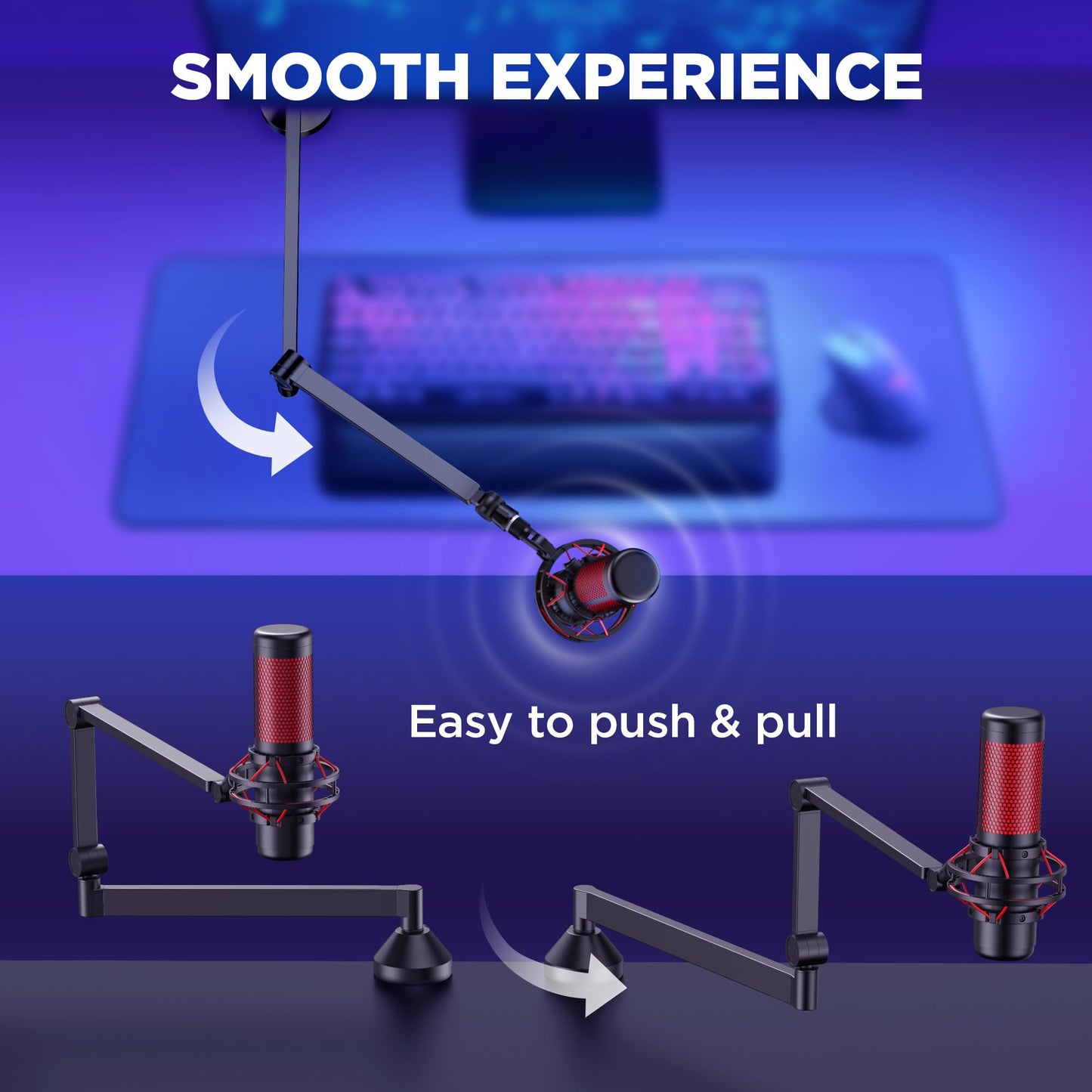 InnoGear Low Profile Mic Arm, 360° Rotatable Microphone Arm Stand Foldable Desk Mic Boom Arm with 3/8" to 5/8" Adapter for Fifine AM8 K669B Blue Yeti