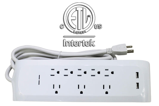 MaxWorks 50390 8-Outlet Surge Protector Power Strip, 900 Joules, 2 USB Charging Ports with 8-Foot Cord, 15A 125V, Heavy-Duty SJT 14/3 for Home