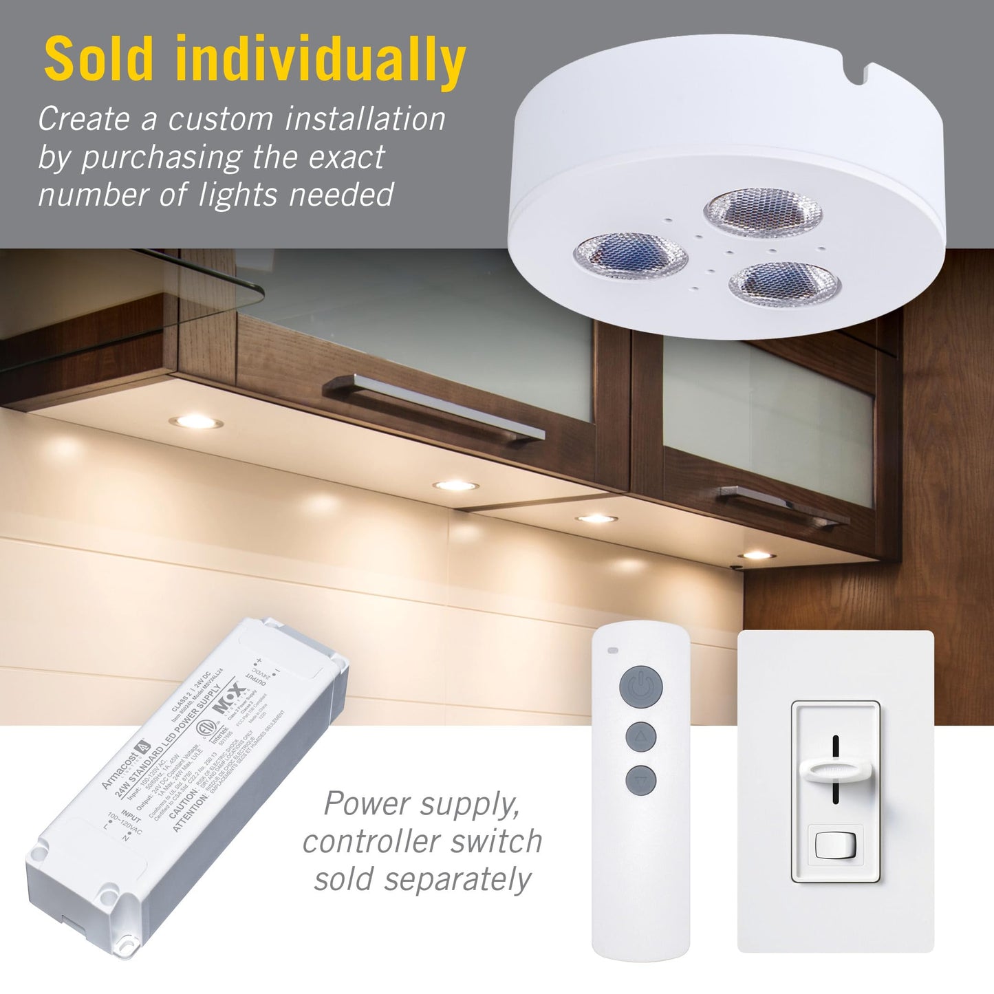 Armacost Lighting TriVue Under Cabinet LED Puck Light Recessed Downlight, 2700K, Matte White, 213312