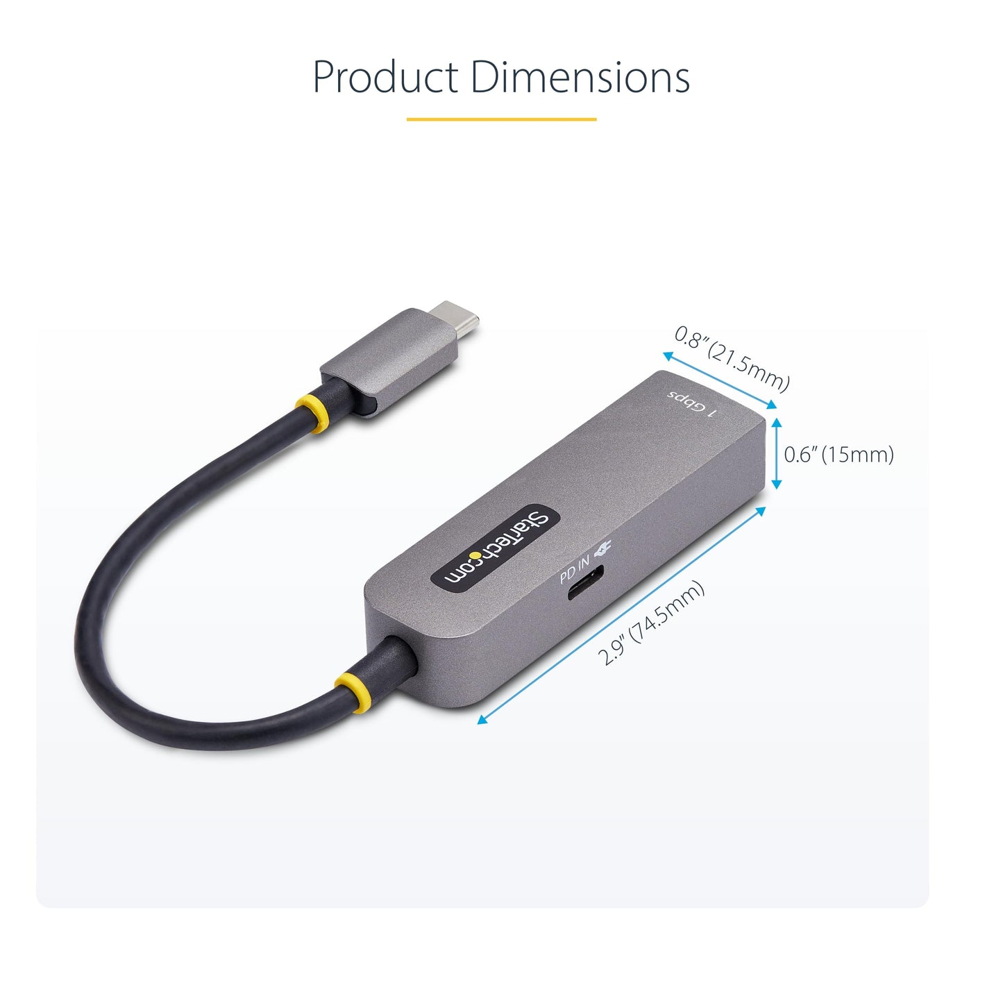 StarTech.com USB-C to Ethernet Adapter, 100W PD Pass-Through, NIC, USB 3.0 Type-C 1Gbps Multi Speed Network, Windows & Mac