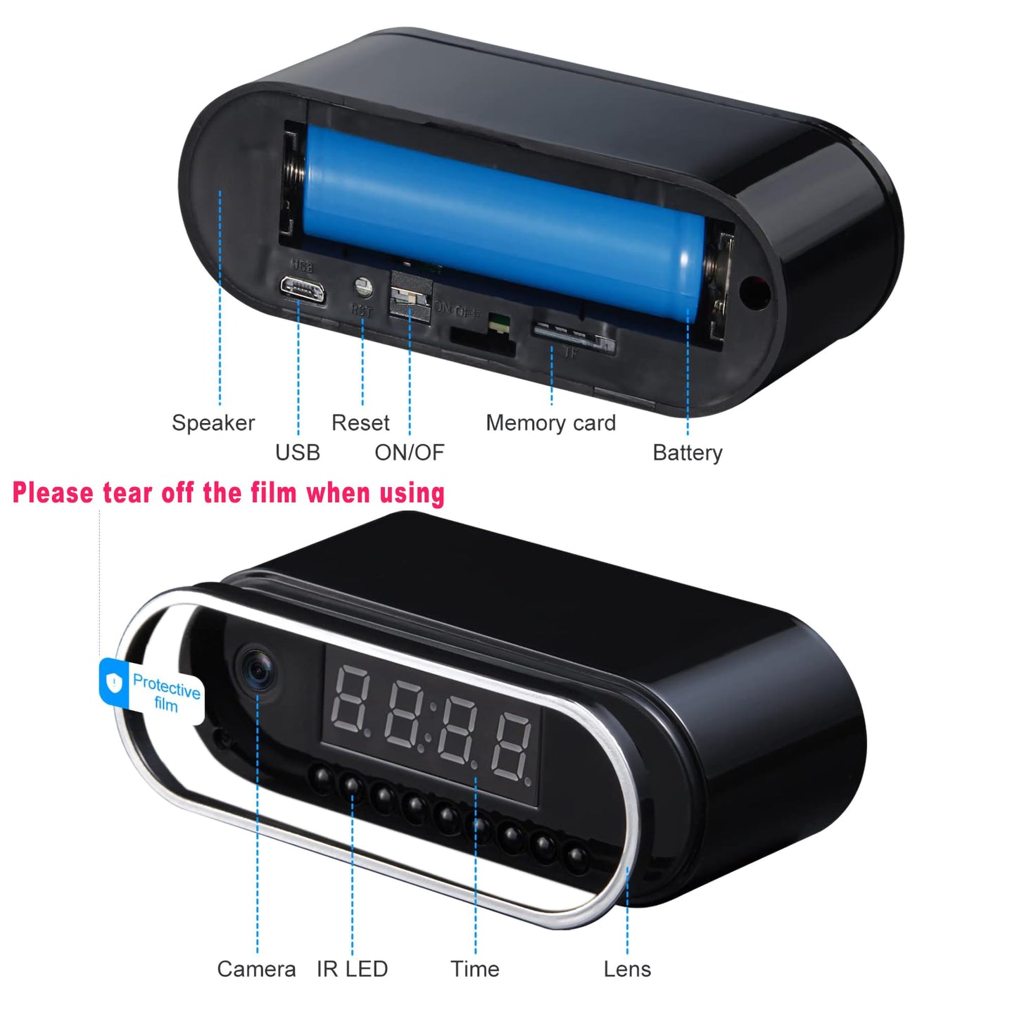 ZHOLIRNI Wireless Clock Camera?HD 1080P Nanny Cam with Night Vision and Motion Detection for Home,Business,Pets