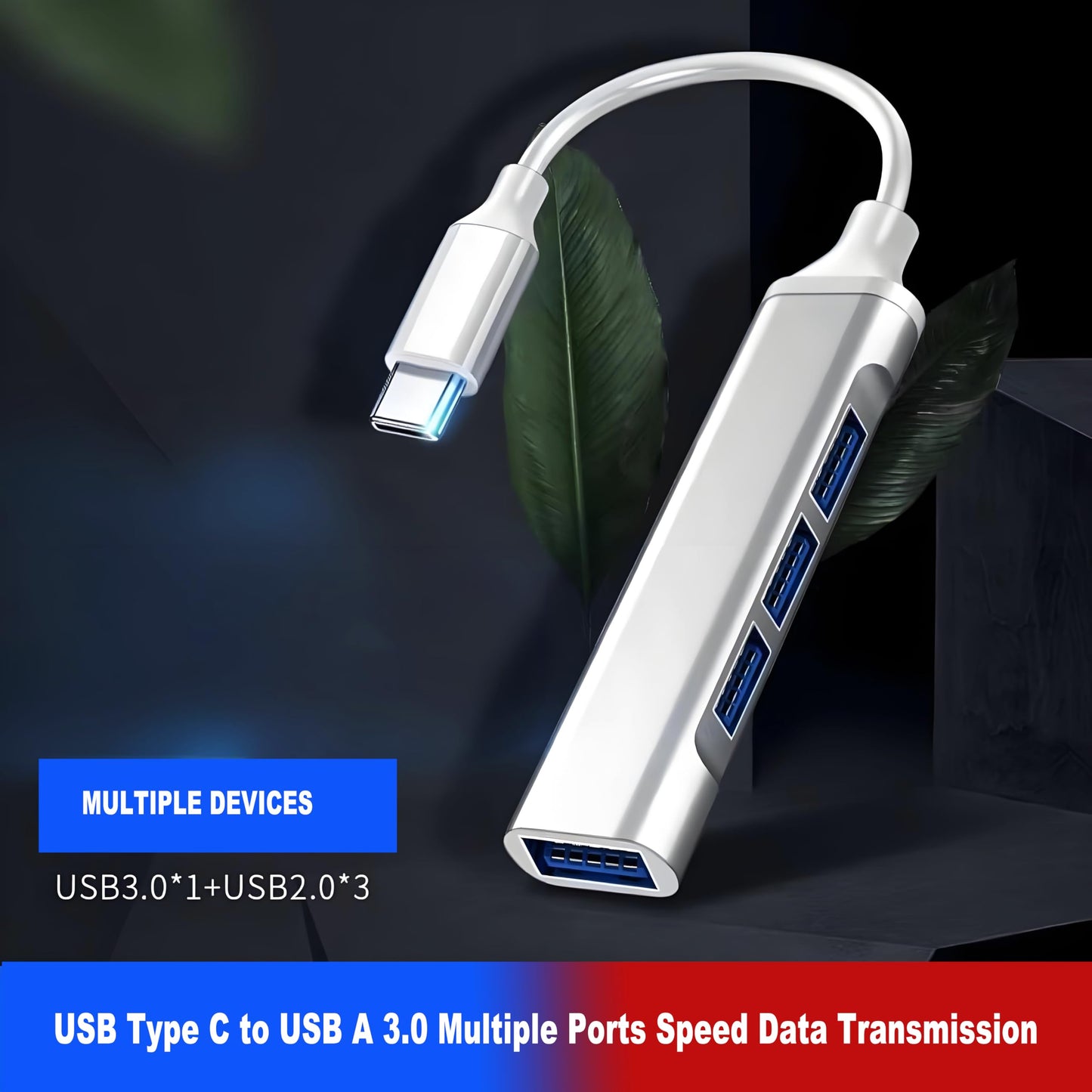 USB Type-C to Multi-Port USB Adapter, 1 Type-C, 4 USB 3.0 Ports (DUCK DANCE)