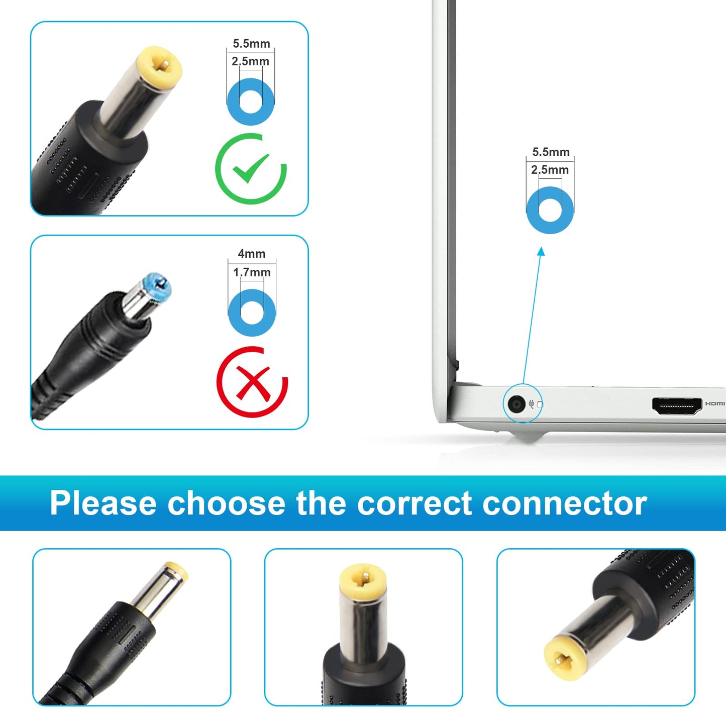 Futurebatt 19V 4.74A 90W AC Adapter Charger for Vizio E320VP M261VP LED LCD TV Power Supply Power Supply Cord