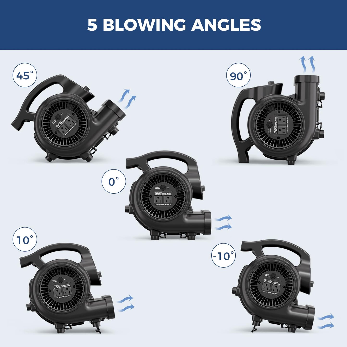 ALORAIR 3 Speed Air Mover Blower Fan 115W 600CFM Utility Floor Fan - Black