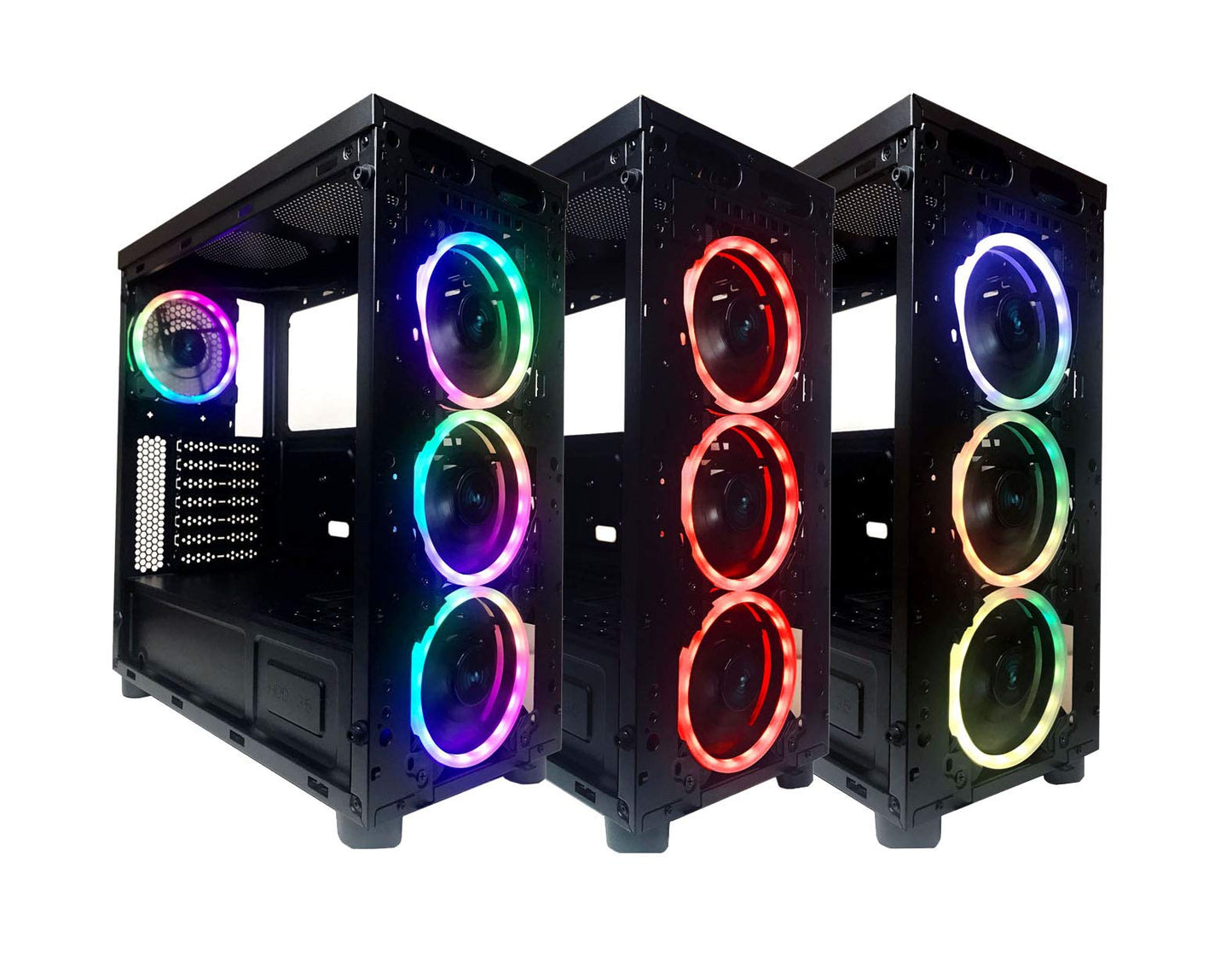 Apevia ST4-RGB Spectra 120mm Silent Dual Ring RGB Color Changing LED Fan for Gaming with Remote Control, 16x LEDs & 8X Anti-Vibration Rubber Pads