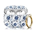 Compatible with Airpod pro 2nd/1st Generation Case Cover with Gold Round Keychain Cute Pattern Hard & Anti Slip Cover for Men Women & Girls?Blue