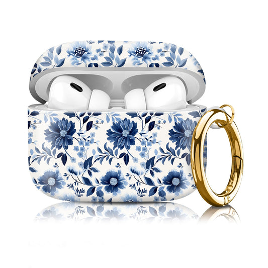 Compatible with Airpod pro 2nd/1st Generation Case Cover with Gold Round Keychain Cute Pattern Hard & Anti Slip Cover for Men Women & Girls?Blue