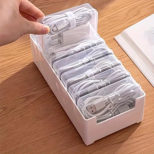 Cable Organizer Storage Box with 7 Wire Ties,Desktop Cable Management Box with Switch, Power Cord Organizer for Office,Home,Desk Accessories Storage