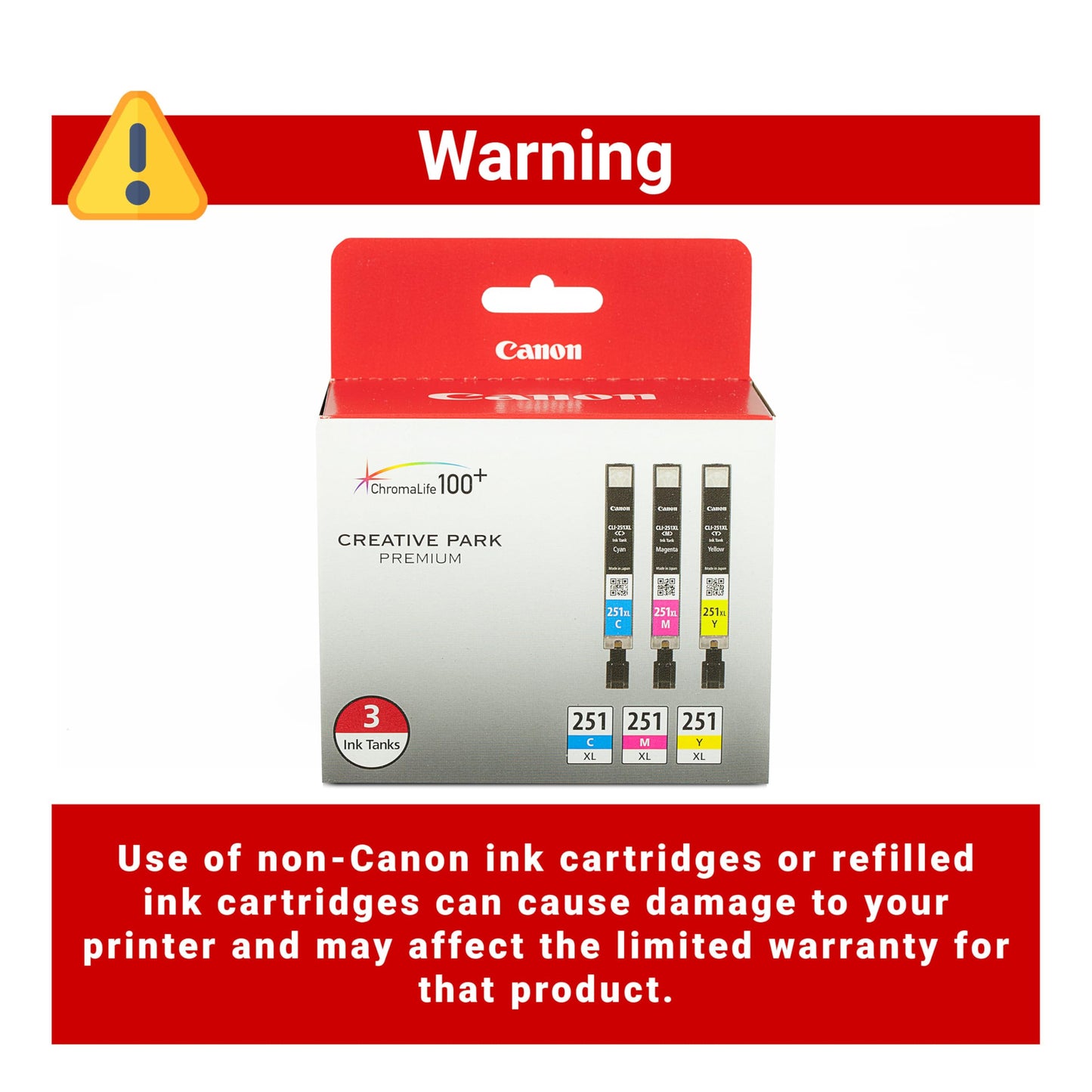 Canon CLI-251XL Genuine Three Color Multi Pack, Compatible with MG6320, iP7220, MG5420, MX922, MX722, MG7120, MG6420, MG5520, iX6820, iP8720, MG7520
