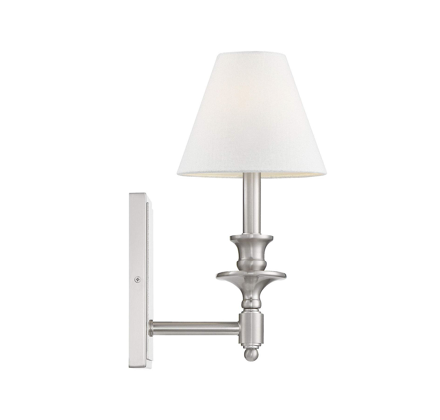 Savoy House 9-0700-1-SN Washburn Traditional Bohemian White Linen Wall Sconce, 1-Light 60 Watt, 15" H x 7" W, Satin Nickel