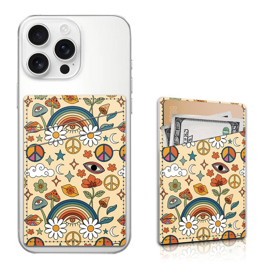 Aeltrp Phone Card Holder, Dual Pocket Leather Phone Wallet Adhesive Stick On, Cute Card Holder, Credit Card Holder for Phone Case Compatible with Most