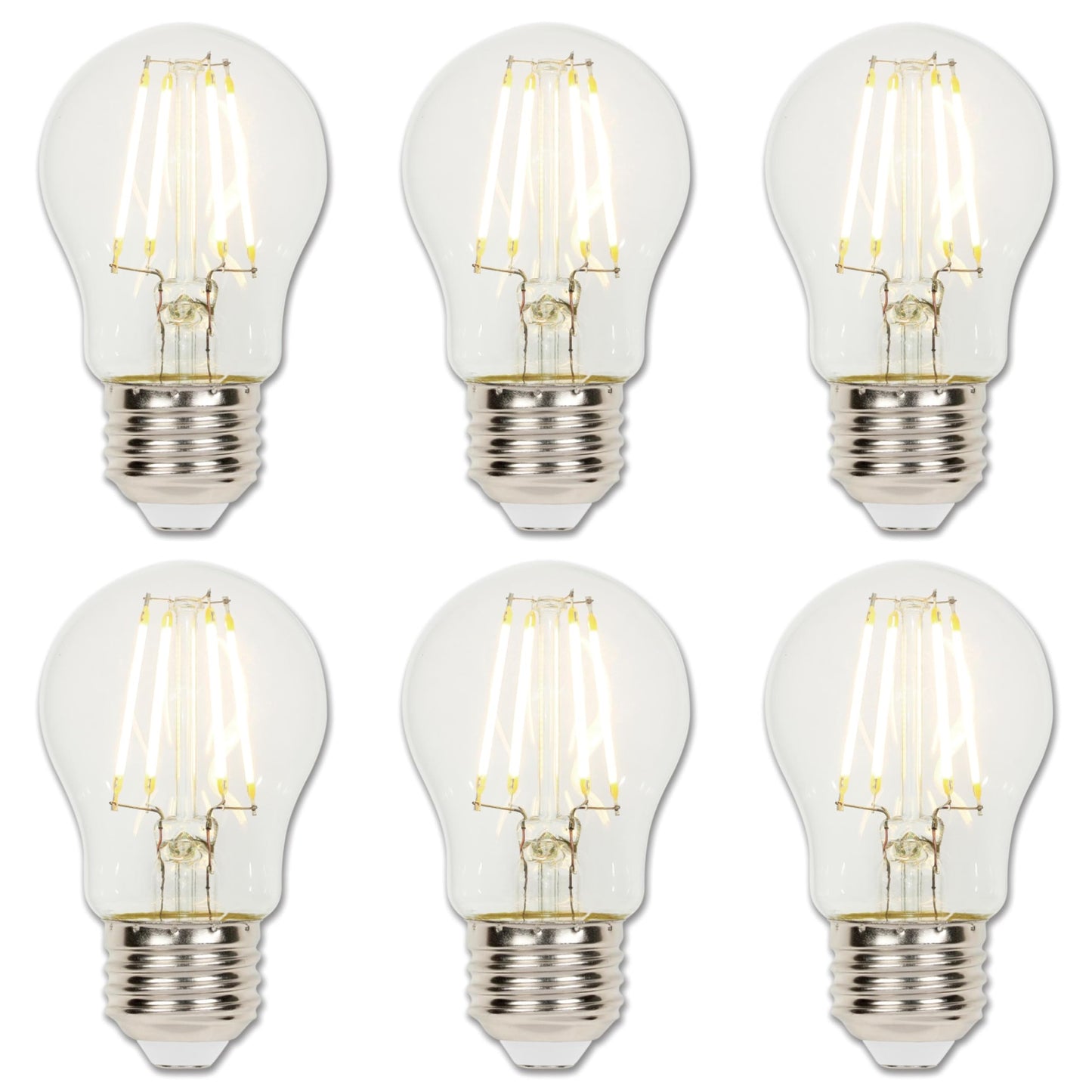 Westinghouse 5280020 4.5 Watt (40 Watt Equivalent) A15 Dimmable Clear Filament LED Light Bulb, Medium Base, 6 Pack