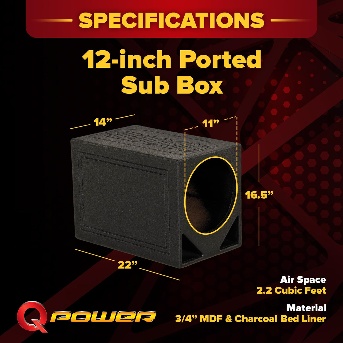 Rockville RQ12TB Single 12" Triangle Ported Subwoofer BedLined Enclosure