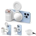 Magnetic Phone Camera Grip with Selfie Light Kit, Wireless Shutter Grip & Adjustable LED Fill Light, Portable Creator Kit for Selfies, Video