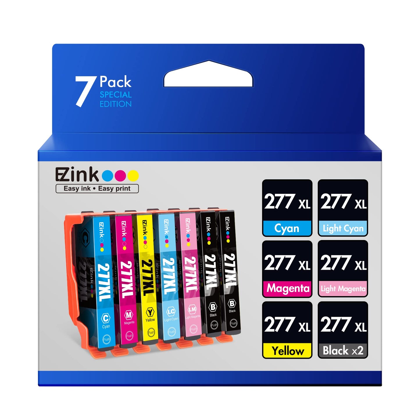 E-Z Ink Remanufactured Ink Cartridge Replacement for Epson 277XL 277 T277XL to use with XP-960 XP-850 XP-860 XP-950 Printer (2 Black 1 Cyan 1 Magenta