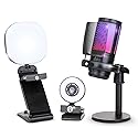 Webcam Streaming Kit with USB RGB Microphone & LED Light - 1080P 30FPS Streaming Camera Bundle for Twitch, YouTube, Podcasting, WFH - PC & Mac