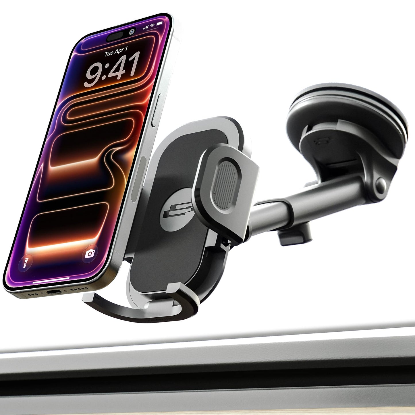 Bracketron TripGrip 2.0 Car Mount, 360° Degree Rotation Phone Holder for iPhone, Samsung, GPS, Ultra Strong Vacuum Suction Cup - Support for Dshboard