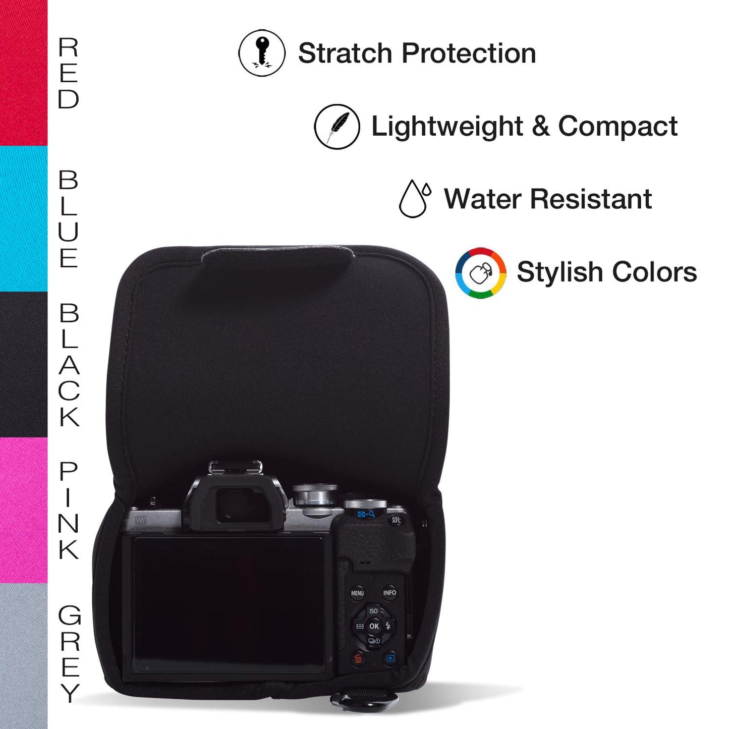 MegaGear MG1936 Ultra Light Neoprene Camera Case Compatible with Olympus OM-D E-M10 Mark IV - Black