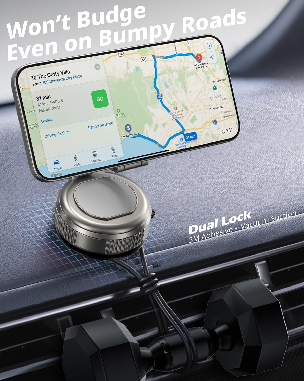 UBeesize 2025 Upgraded 360° Magsafe Vacuum Magnetic Car Phone Holder [108+LBS Strongest Suction&3000gf Dual-Lock Nano Gel] Dashboard & Windshield