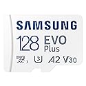 Samsung EVO Plus microSD Memory Card + Adapter, 128GB microSDXC, Speeds Up to 160 MB/s, UHS-I, C10, U3, V10, A3, Upgrade Storage for Phones, Tablets