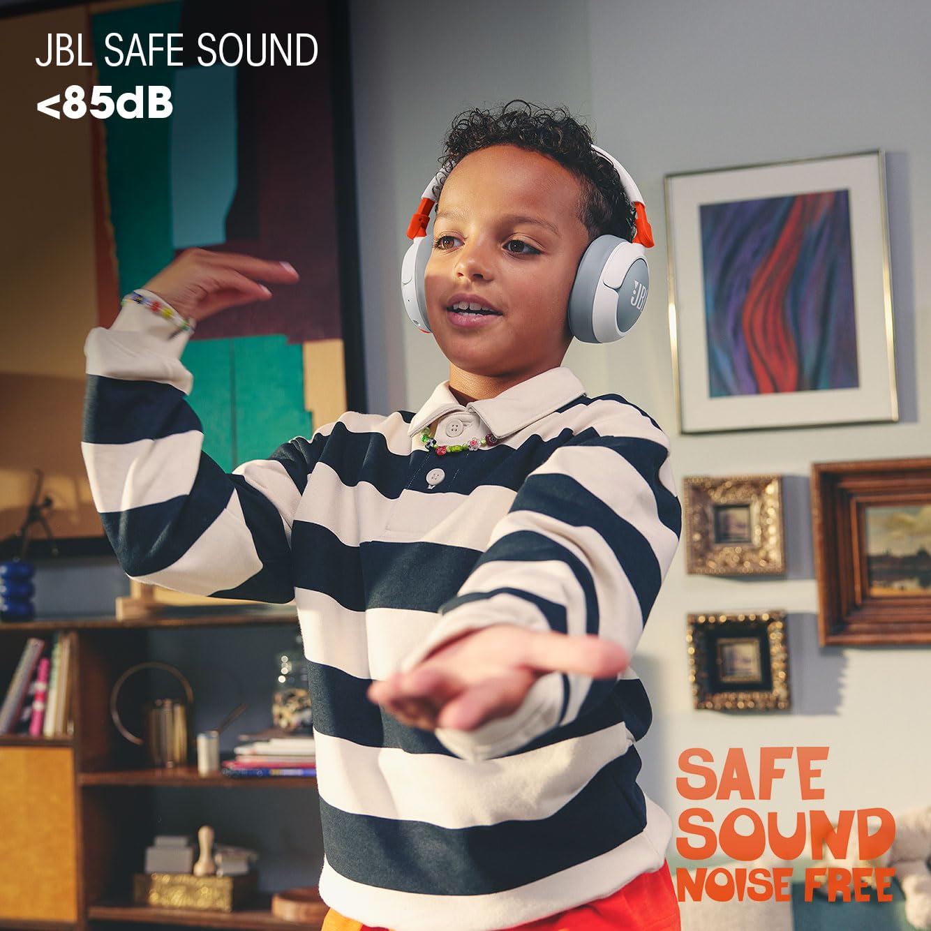 JBL Junior 470NC - Wireless Over-Ear Noise Cancelling Kids Headphones with JBL Safe Sound (<85dB), Fit for Kids, Parental Control with Customizable