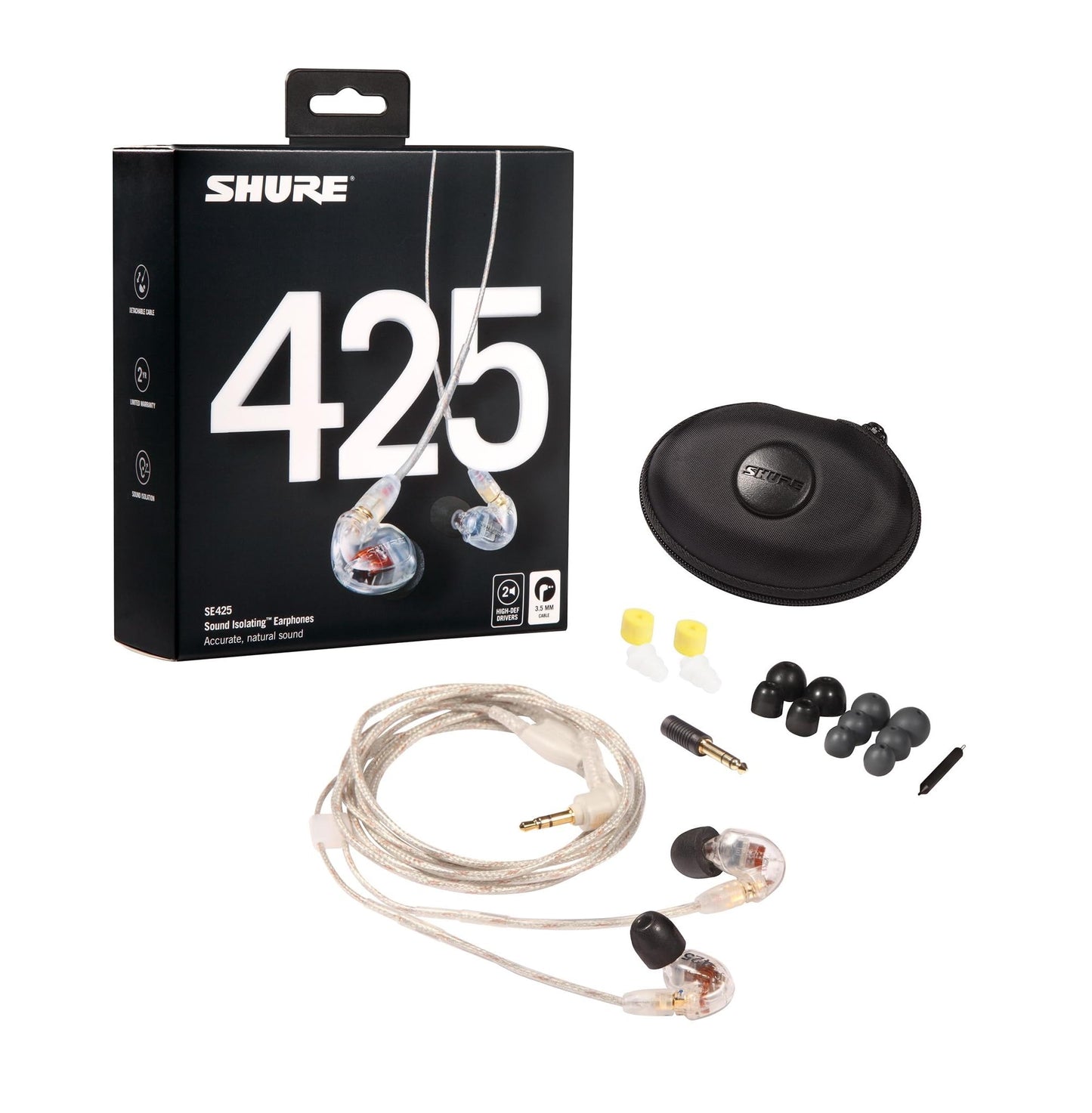 Shure SE425 PRO Wired Earbuds - Professional Sound Isolating Earphones with Detailed Sound, Dual-Driver Hybrid, Secure in-Ear Fit, Detachable Cable…