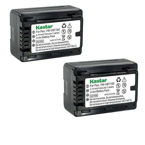 Kastar 2-Pack Battery VW-VBT190 Replacement for Panasonic HC-V250, HC-V250K, HC-V270, HC-V270GK, HC-V360M, HC-V360MS, HC-V380, HC-V380K, HC-V380GK