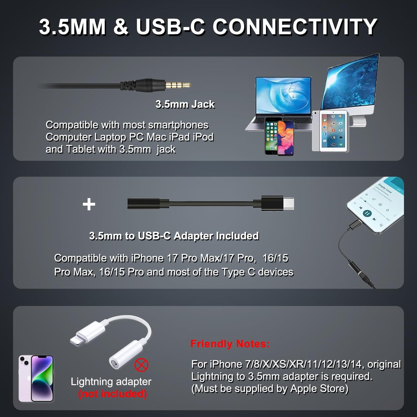 Callez Wired Computer Headset, 3.5mm/USB-C Headset with Mic Noise Cancelling for Work, Cell Phone Headphone for PC Laptop Mac iPhone Samsung Zoom