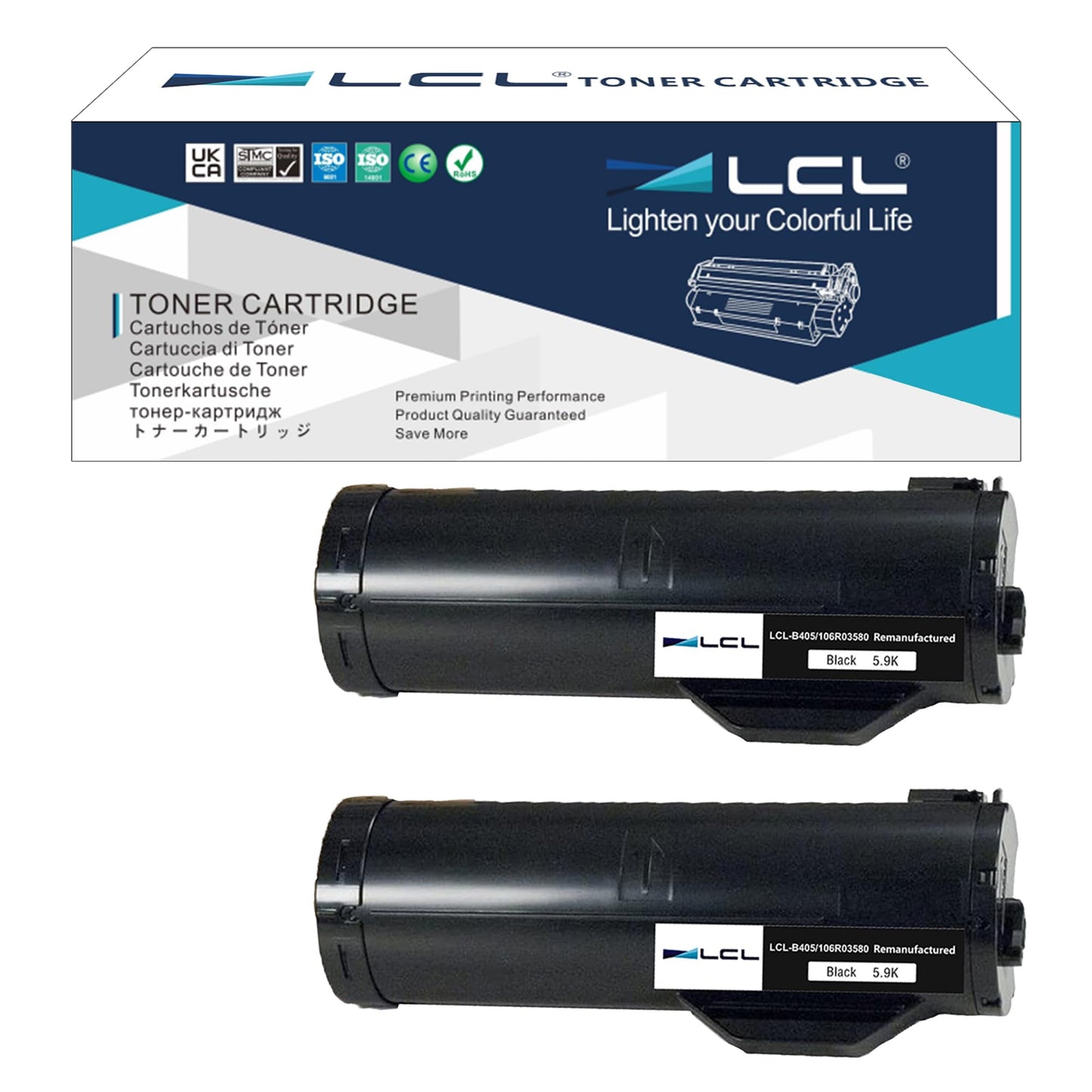 LCL B400 B405 Black Toner Cartridge Replacement for Xerox 106R03580 for VersaLink B405 B400 B400DN B400N B405DN Printers (2-Pack)