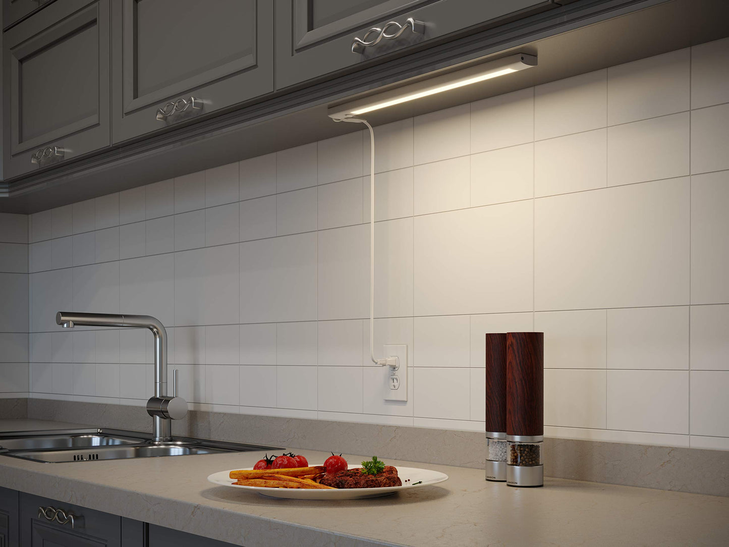 Good Earth Lighting 18-inch LED Plug in Bar Light - Non-Linking - 50,000 Hours Lamp Life - Soft White Light - White