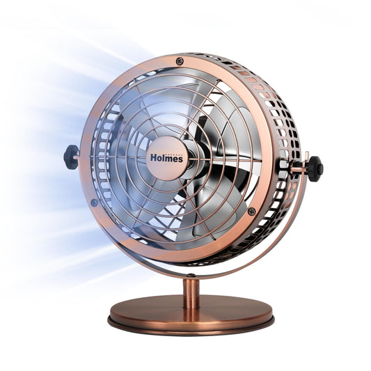 HOLMES 6" Heritage Table Fan, 2 Speeds, 4 Blades, Adjustable 145° Head Tilt, Metal Construction, Ideal for Home, Bedrooms, Dorm Rooms or Office